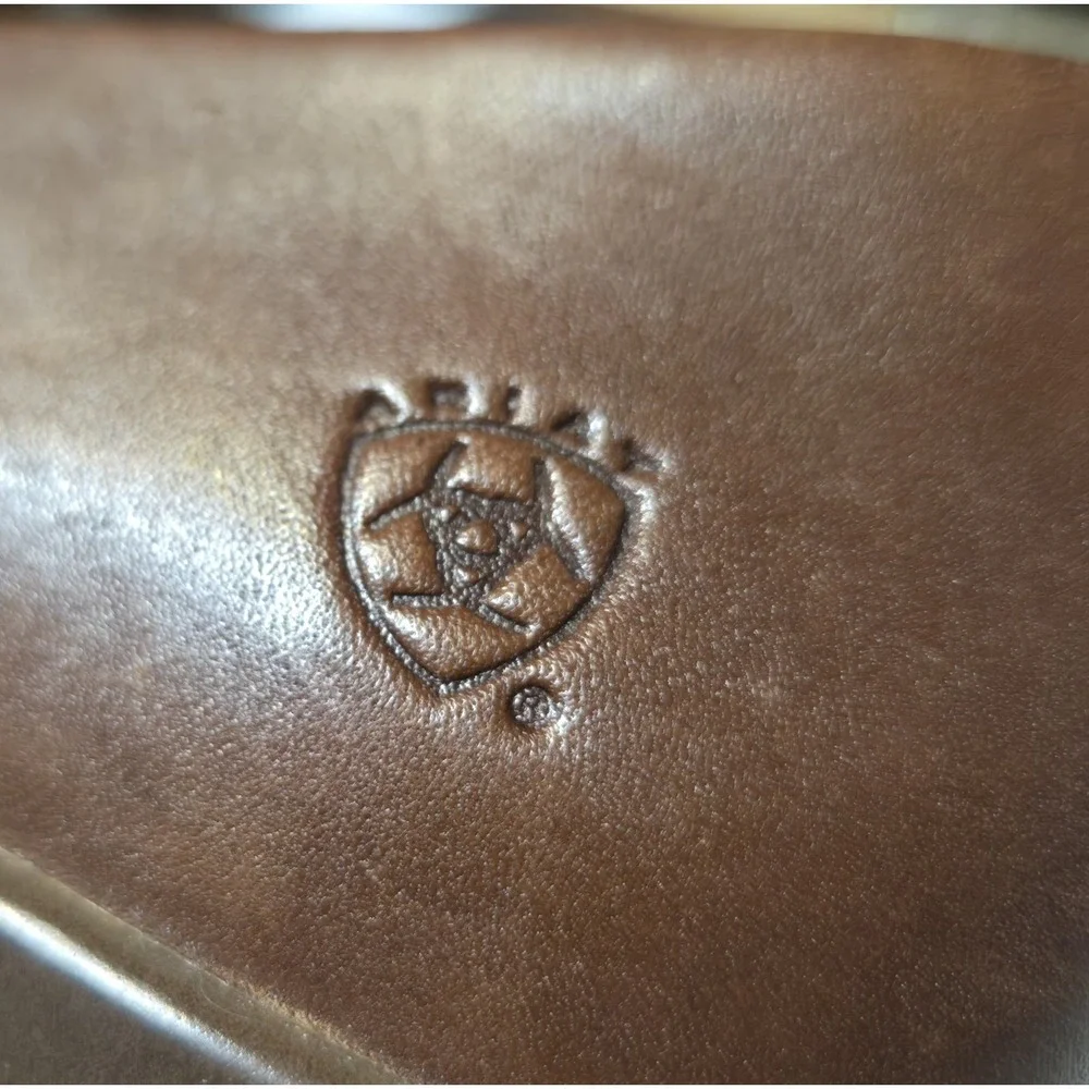 Ariat Leather Wedge Comfort Clogs Womens 8.5B ATS Footbed Brown Cushioned Logo